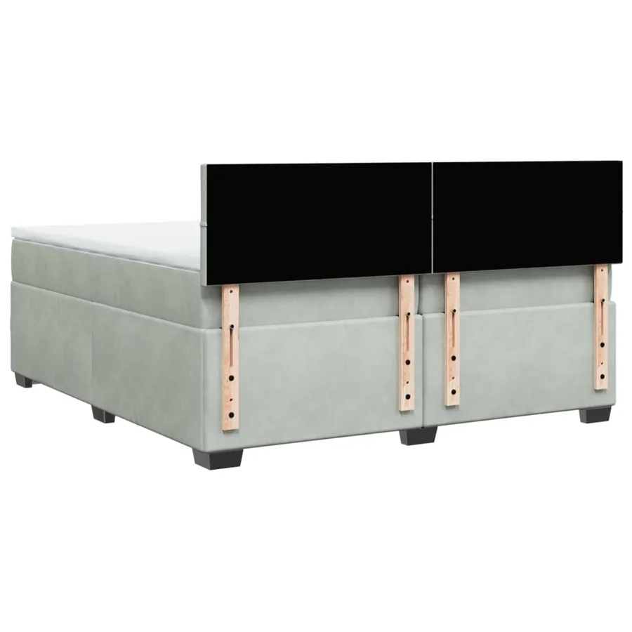 Sommier à lattes de lit et matelas Gris clair 200x200cm Velours - 8