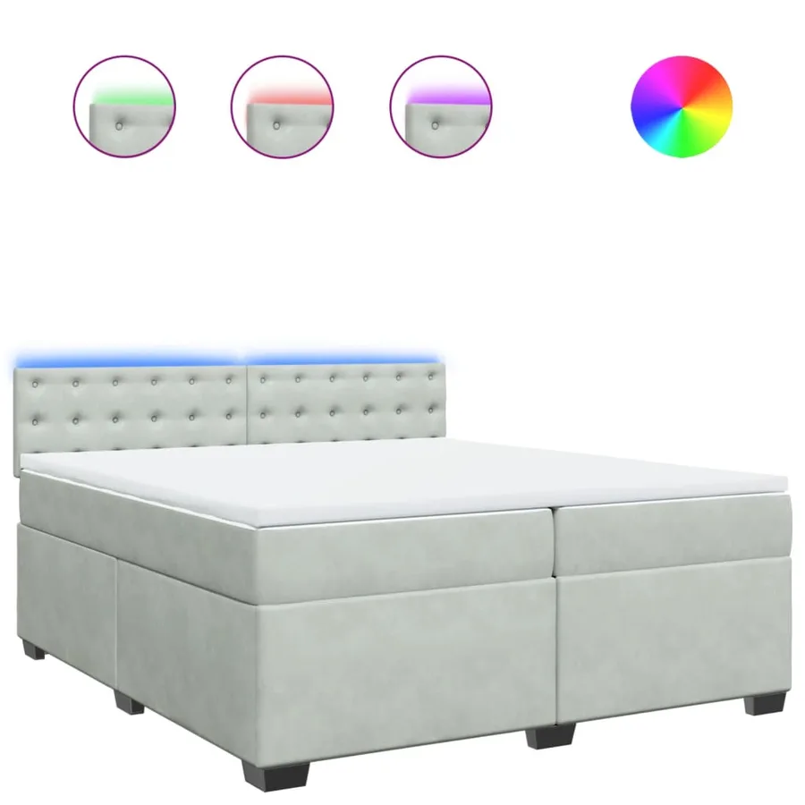 Sommier à lattes de lit et matelas Gris clair 200x200cm Velours - 2