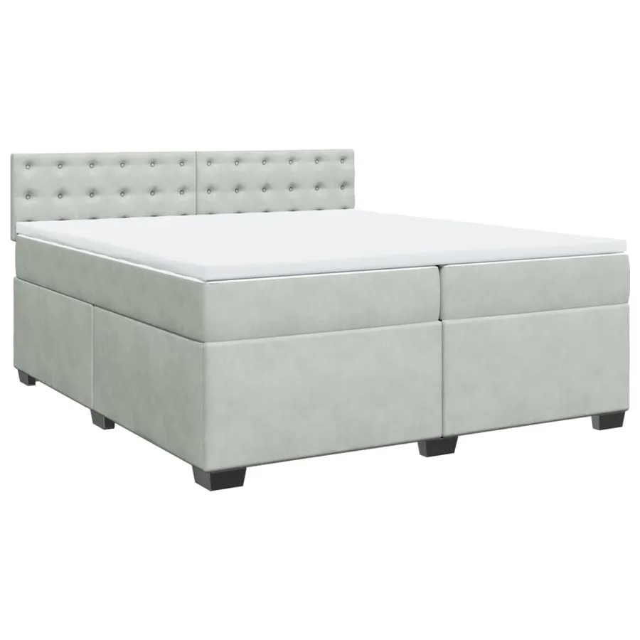 Sommier à lattes de lit et matelas Gris clair 200x200cm Velours - 3