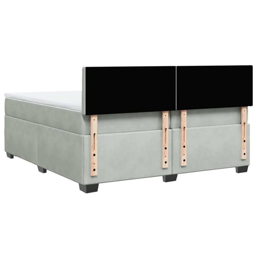 Sommier à lattes de lit et matelas Gris clair 200x200cm Velours - 8