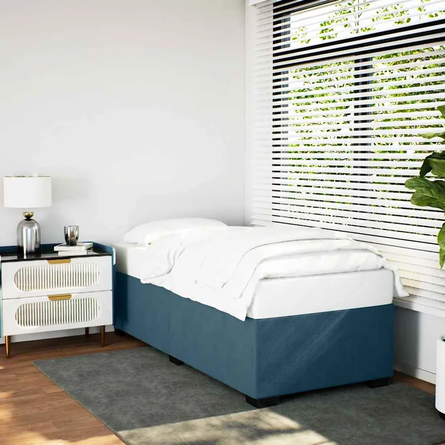 Cadre de lit sans matelas bleu 90x200 cm velours