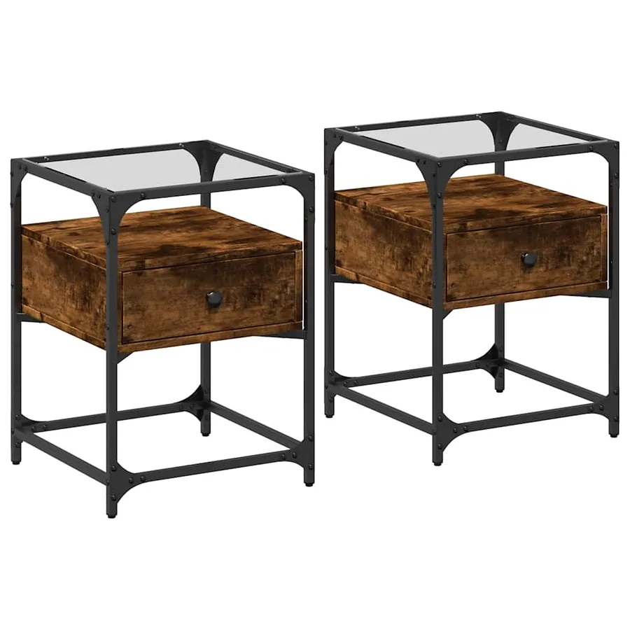 Tables de chevet 2 pcs chêne fumé 40x40x55 cm bois d'ingénierie - 2
