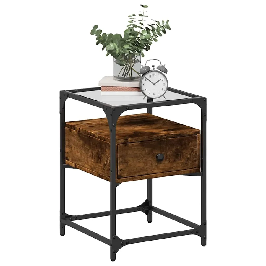 Tables de chevet 2 pcs chêne fumé 40x40x55 cm bois d'ingénierie - 3