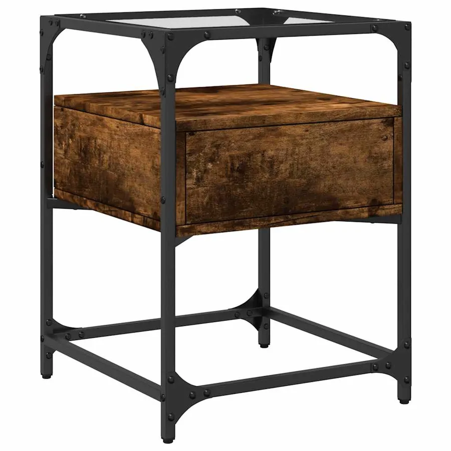 Tables de chevet 2 pcs chêne fumé 40x40x55 cm bois d'ingénierie - 7