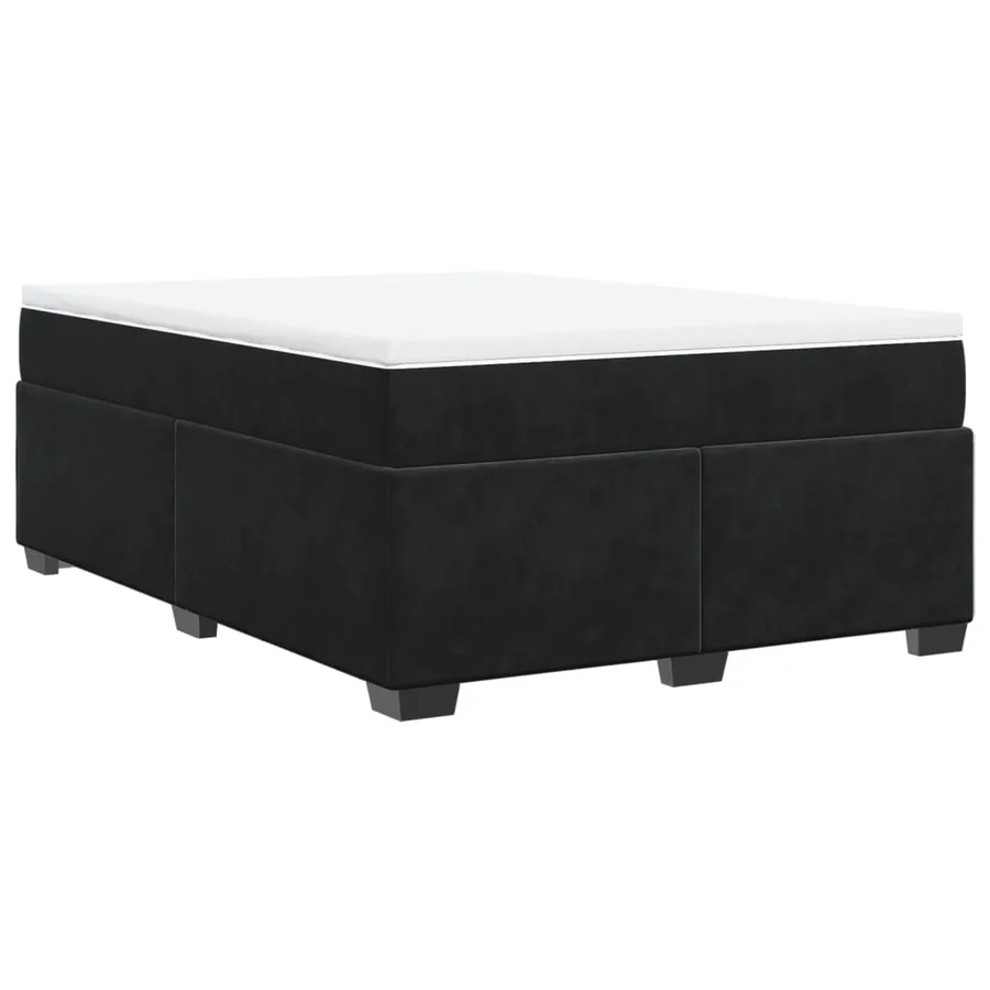 Sommier à lattes de lit avec matelas Noir 140x190 cm Velours - 2
