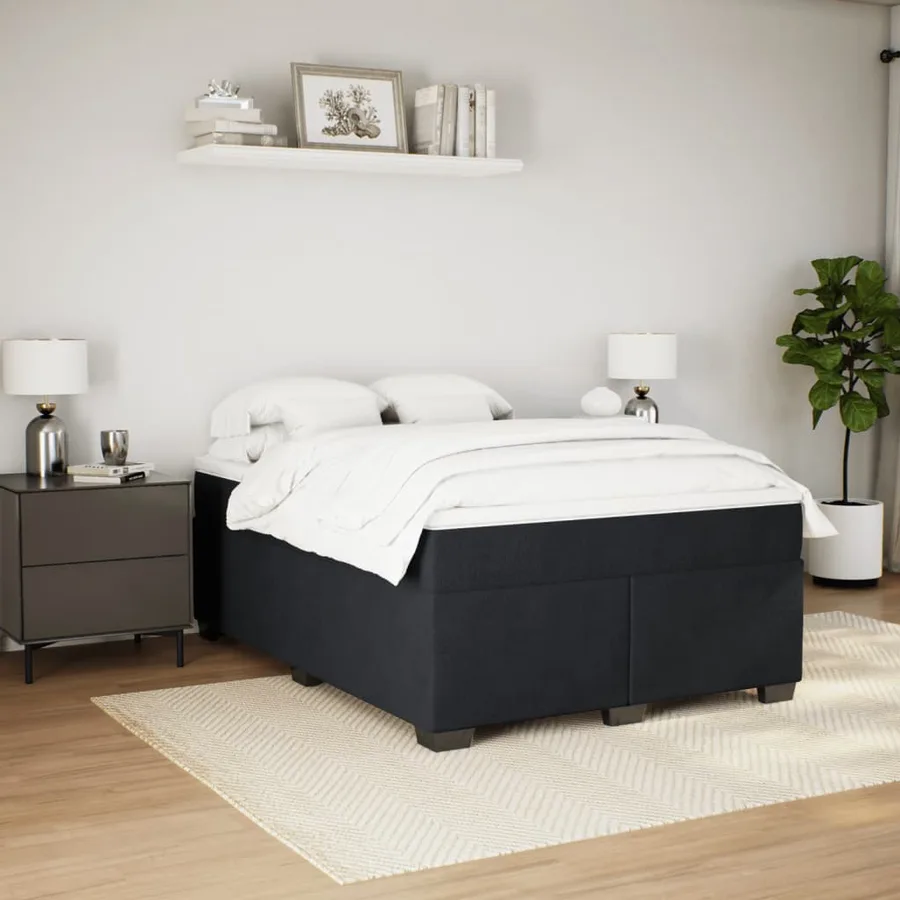 Sommier à lattes de lit avec matelas Noir 140x190 cm Velours - 3