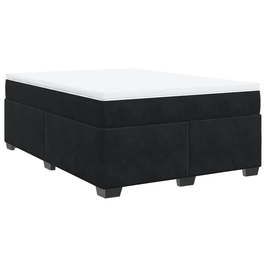 Sommier à lattes de lit avec matelas Noir 140x190 cm Velours - 9