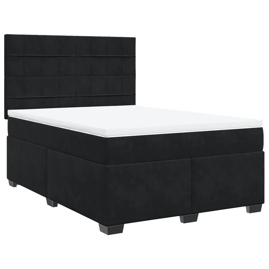 Sommier à lattes de lit avec matelas Noir 140x190 cm Velours - 3