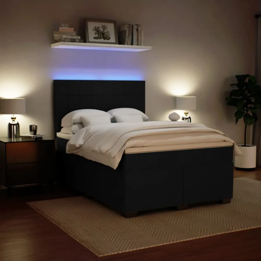 Sommier à lattes de lit avec matelas Noir 140x190 cm Velours - 5
