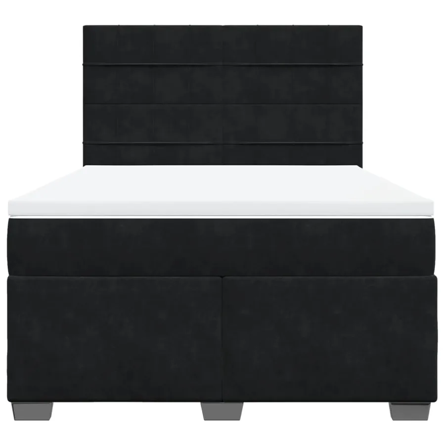 Sommier à lattes de lit avec matelas Noir 140x190 cm Velours - 6