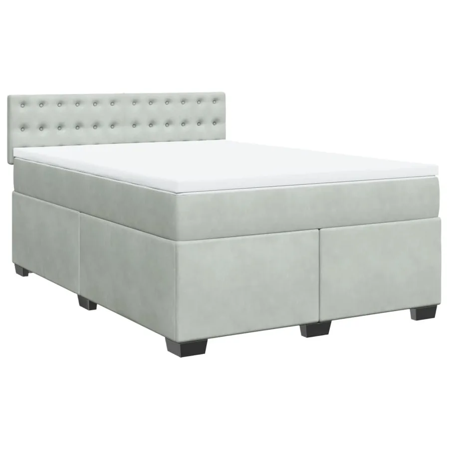 Sommier à lattes de lit et matelas Gris clair 140x190cm Velours - 3