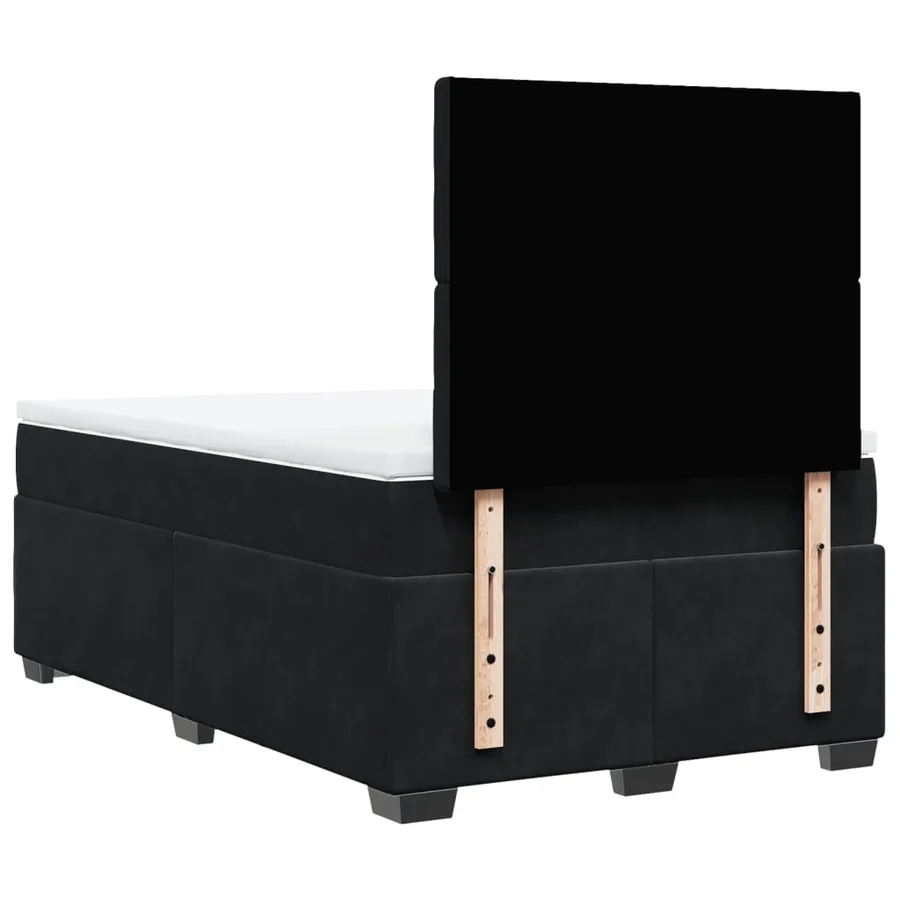 Sommier à lattes de lit avec matelas noir 120x190 cm velours - 12