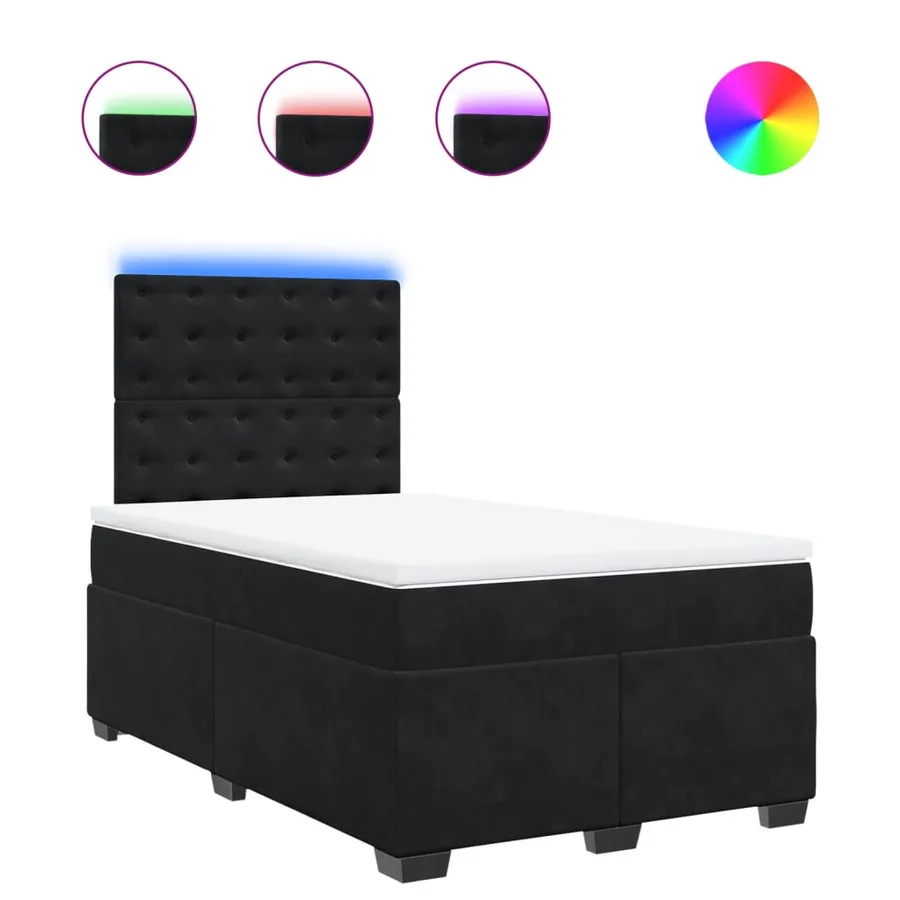 Sommier à lattes de lit avec matelas noir 120x190 cm velours - 2