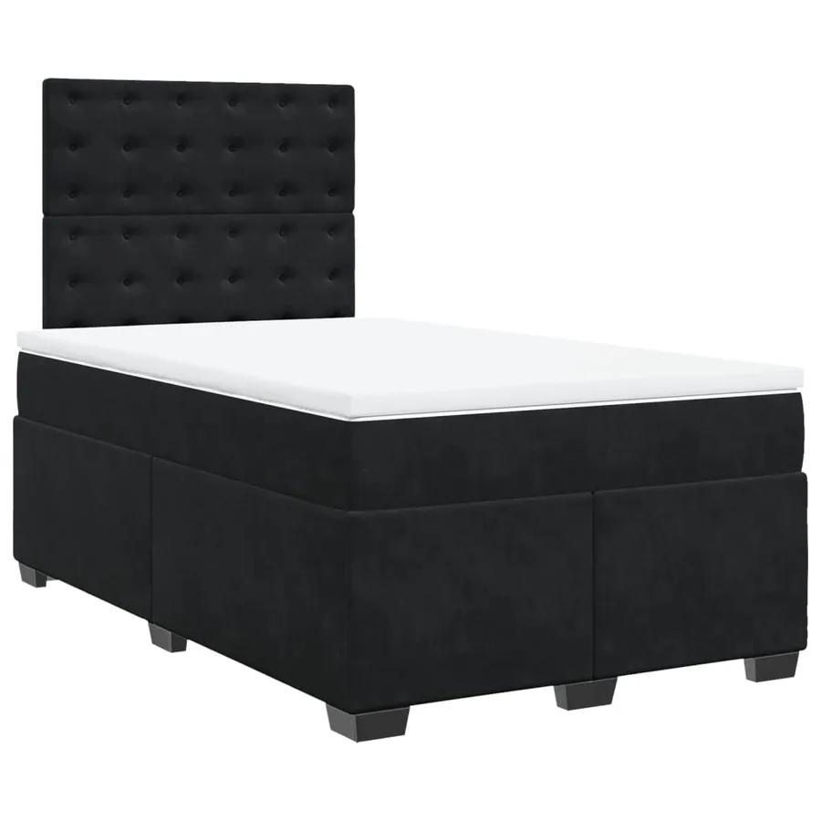 Sommier à lattes de lit avec matelas noir 120x190 cm velours - 3