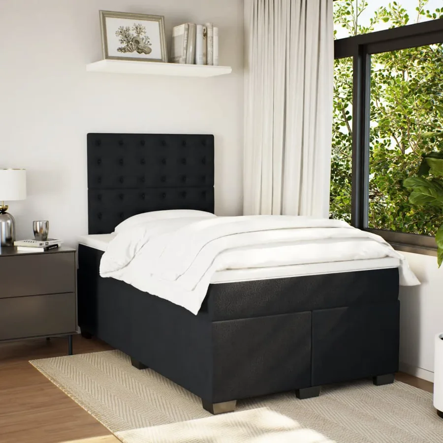 Sommier à lattes de lit avec matelas noir 120x190 cm velours - 4