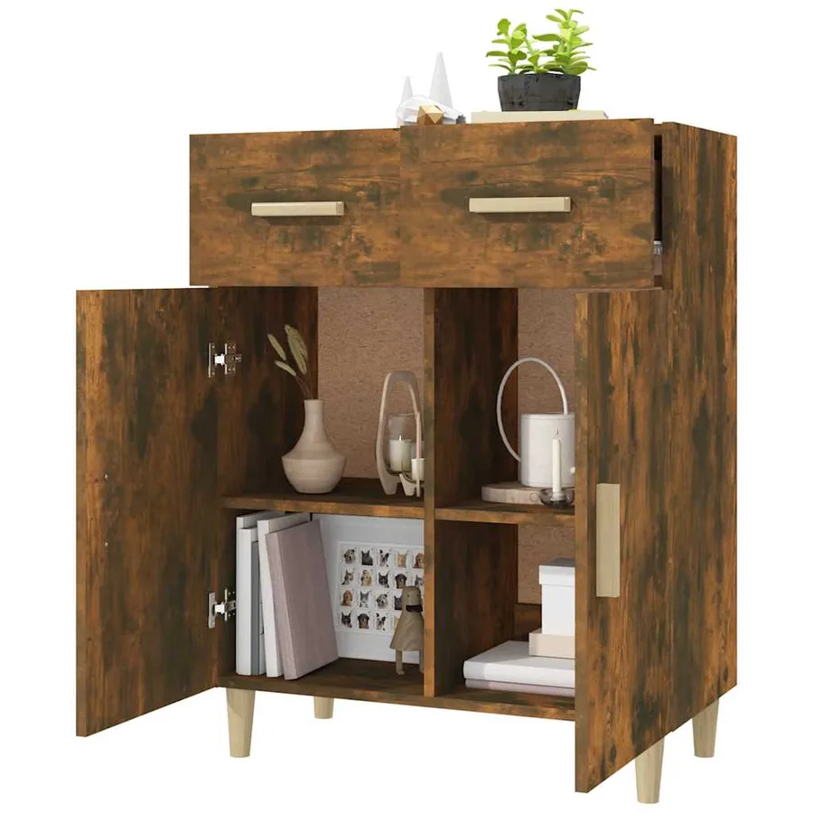 Buffet Chêne fumé 69,5x34x89 cm Bois d'ingénierie - 7