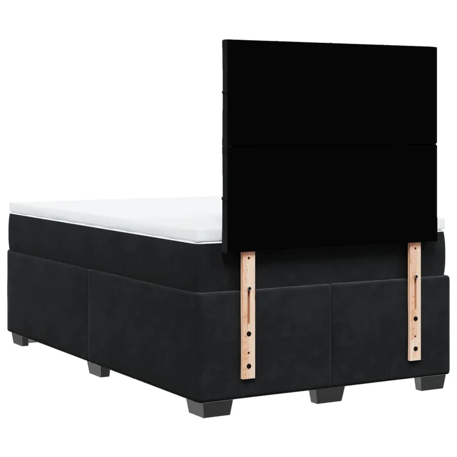 Sommier à lattes de lit avec matelas noir 120x190 cm velours - 10