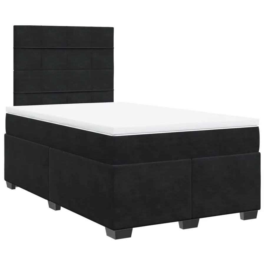 Sommier à lattes de lit avec matelas noir 120x190 cm velours - 2
