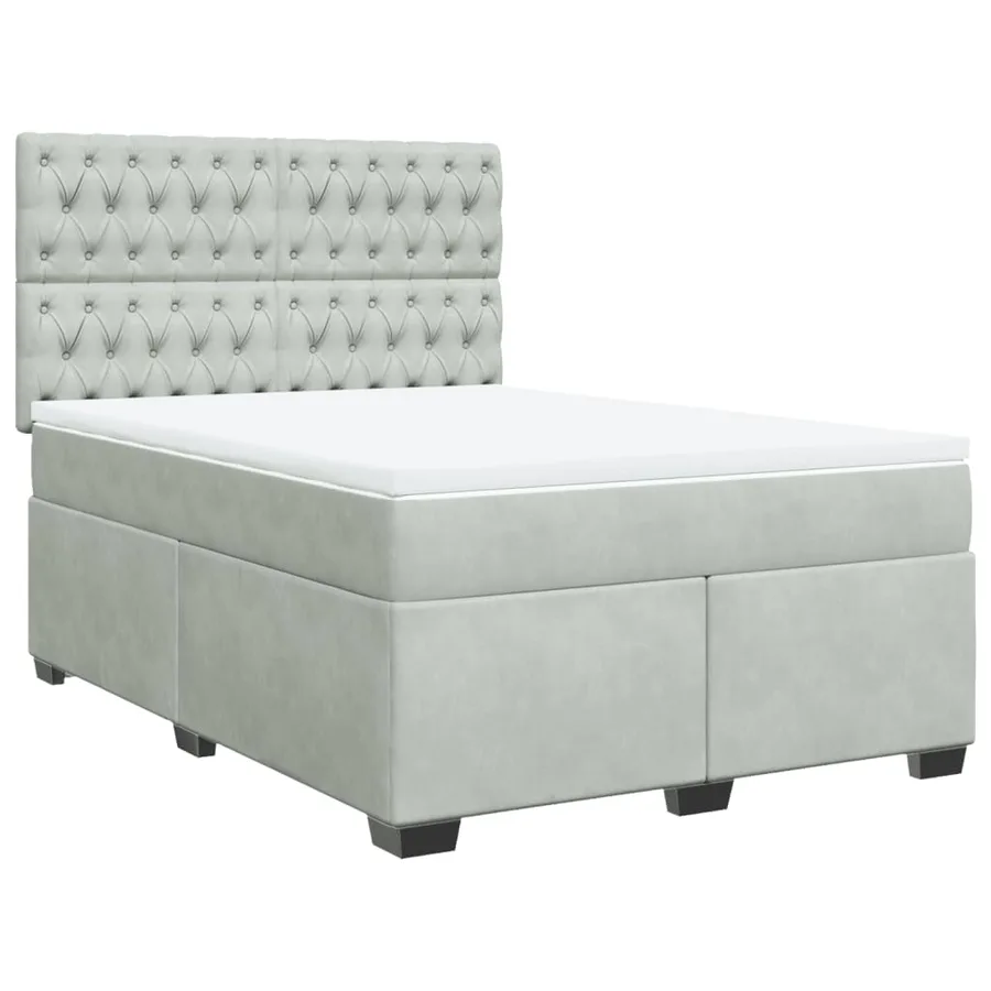 Sommier à lattes de lit et matelas Gris clair 140x190cm Velours - 2