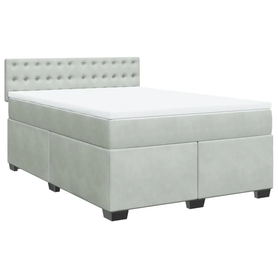 Sommier à lattes de lit et matelas Gris clair 140x190cm Velours - 2