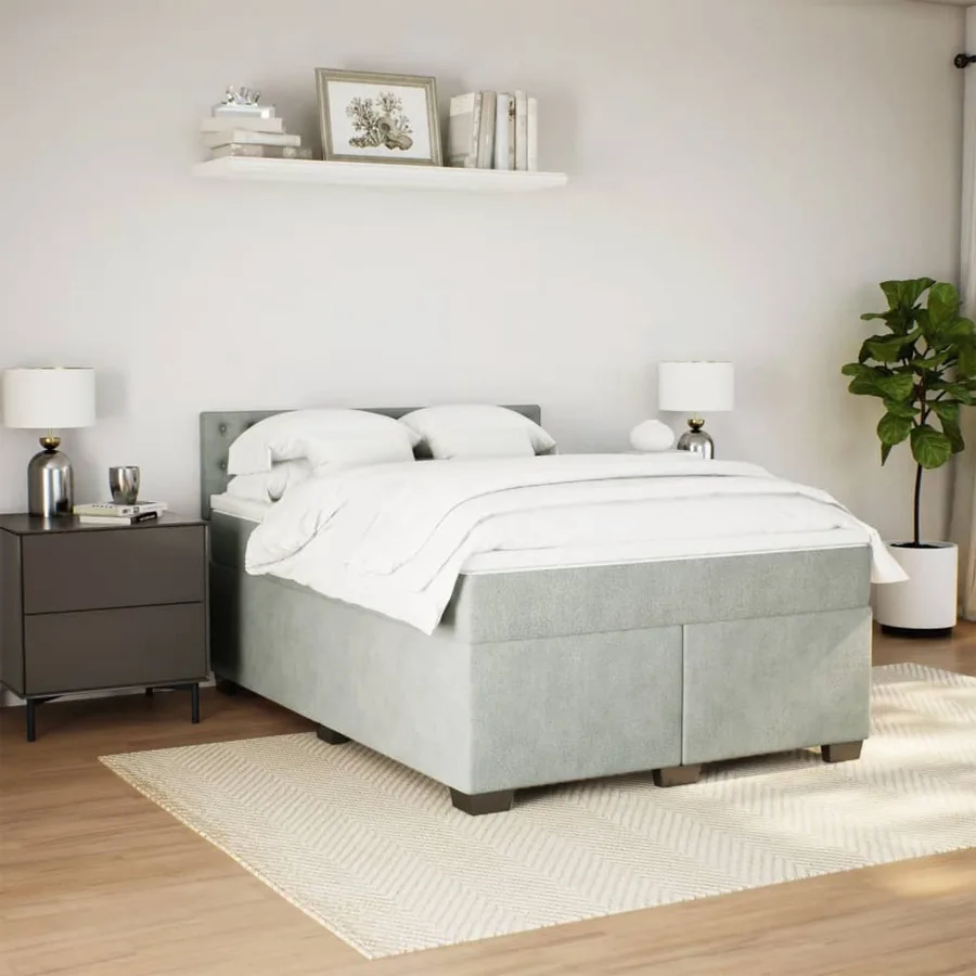 Sommier à lattes de lit et matelas Gris clair 140x190cm Velours - 3