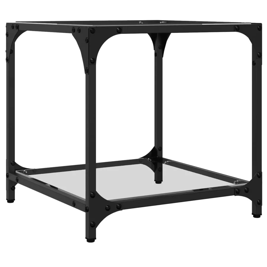 Table basse avec dessus en verre transparent 40x40x40 cm acier - 6