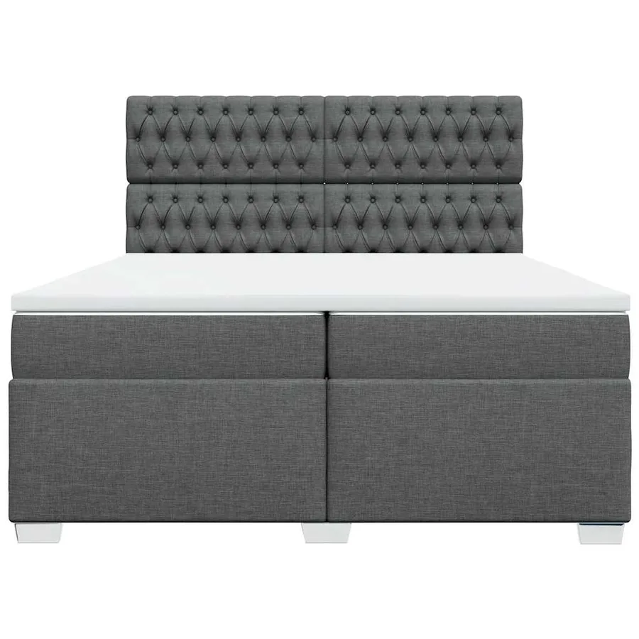 Sommier à lattes de lit avec matelas Gris foncé 200x200cm Tissu - 6