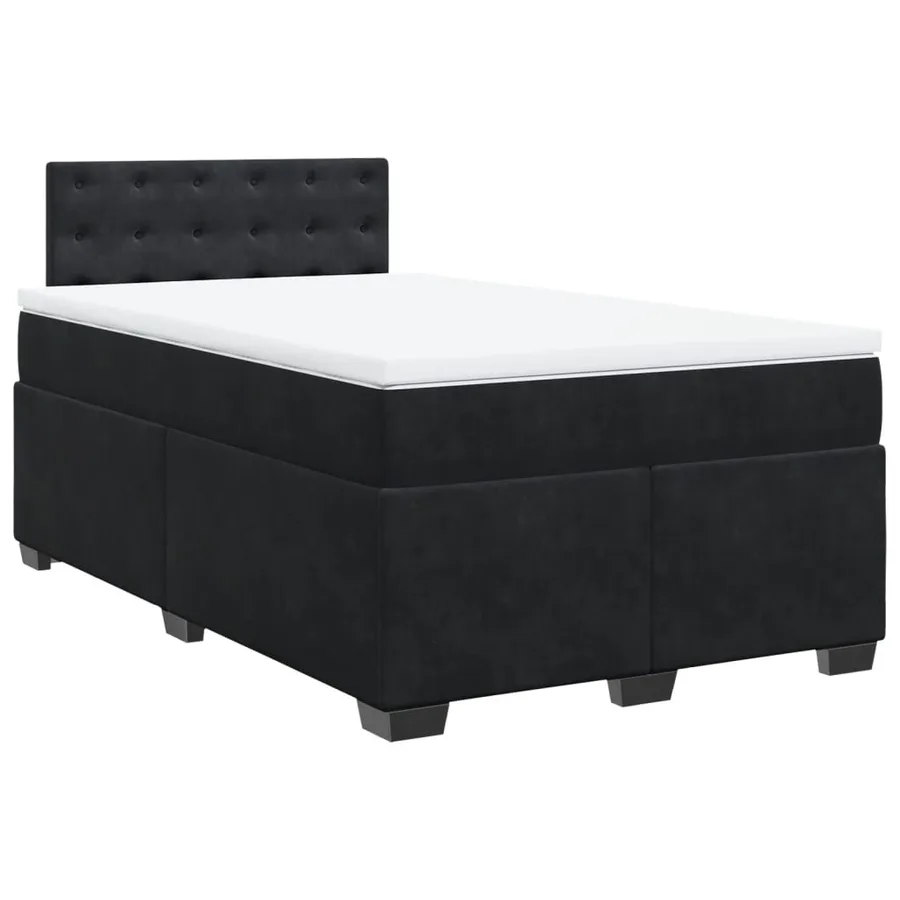 Sommier à lattes de lit avec matelas Noir 120x200 cm Velours - 2