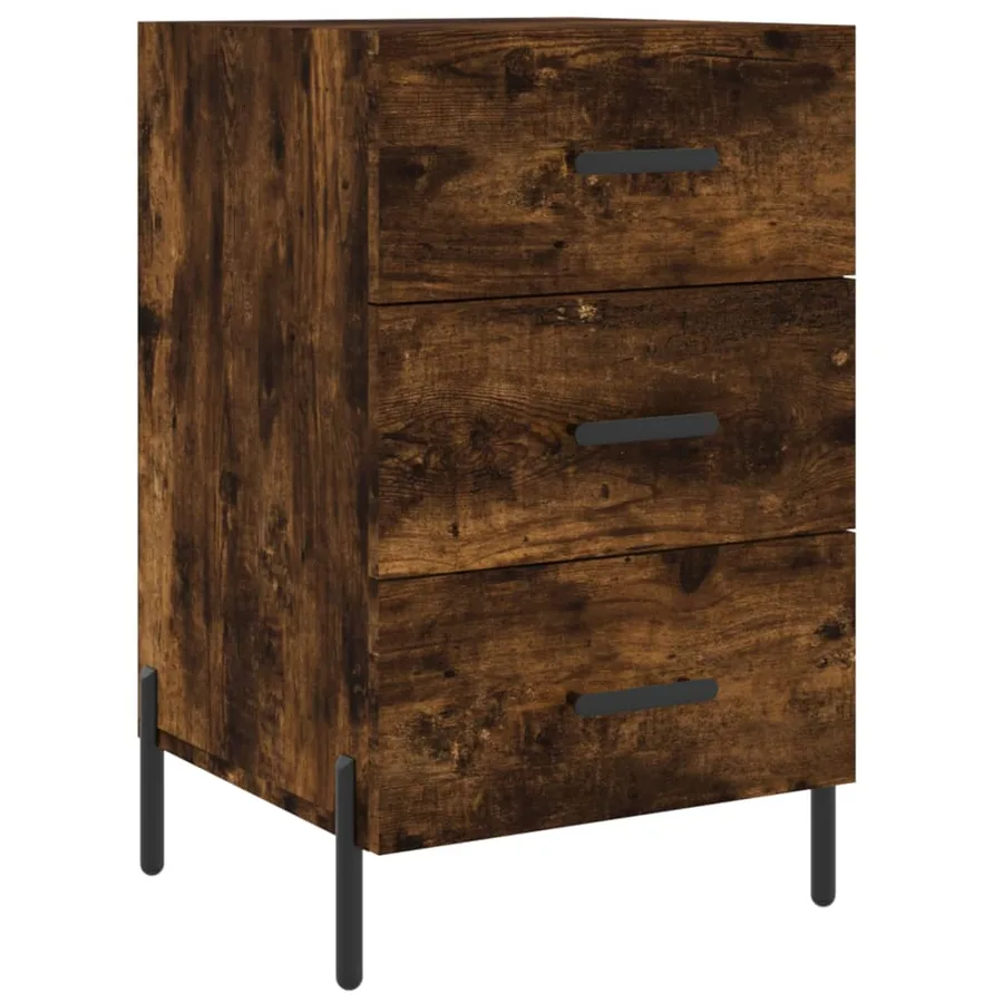 Table de chevet chêne fumé 40x40x66 cm bois d'ingénierie - 2