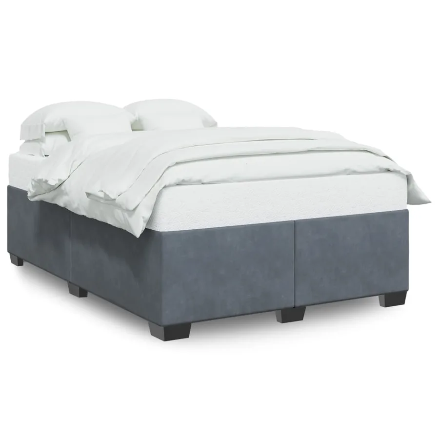 Cadre de lit sans matelas gris foncé 140x190 cm velours - 2
