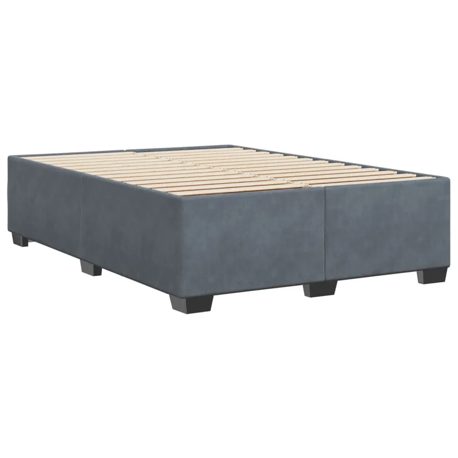 Cadre de lit sans matelas gris foncé 140x190 cm velours - 3