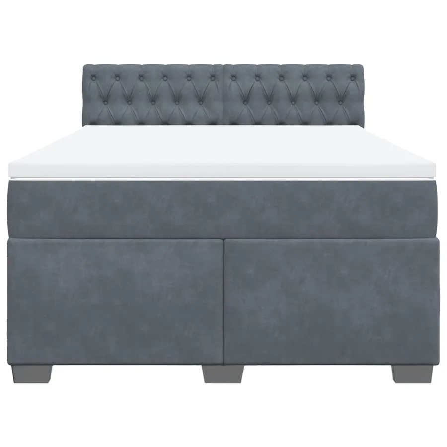 Sommier à lattes de lit et matelas Gris foncé 140x190cm Velours - 4