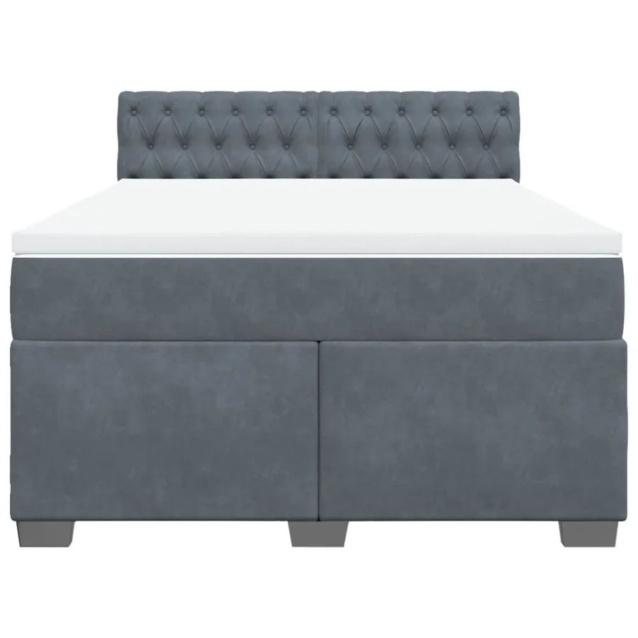 Sommier à lattes de lit et matelas Gris foncé 140x190cm Velours - 6
