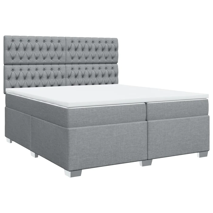 Sommier à lattes de lit avec matelas Gris clair 200x200cm Tissu - 2