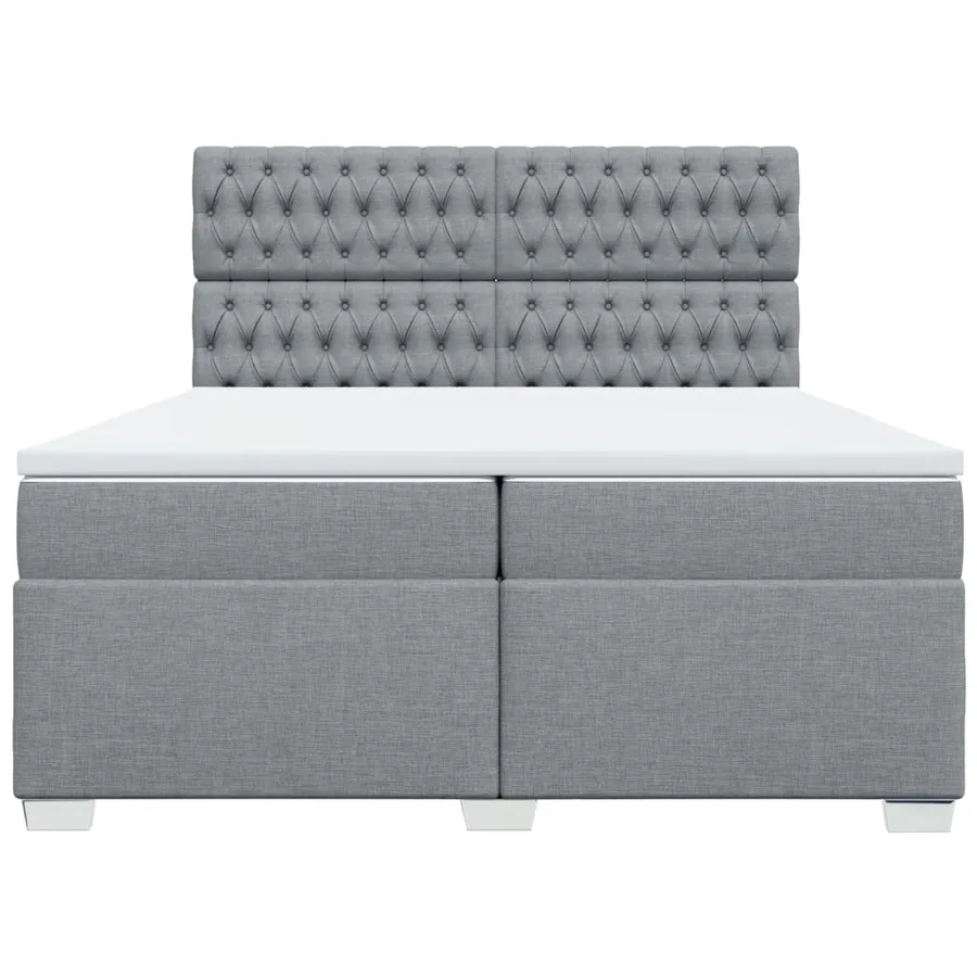 Sommier à lattes de lit avec matelas Gris clair 200x200cm Tissu - 4