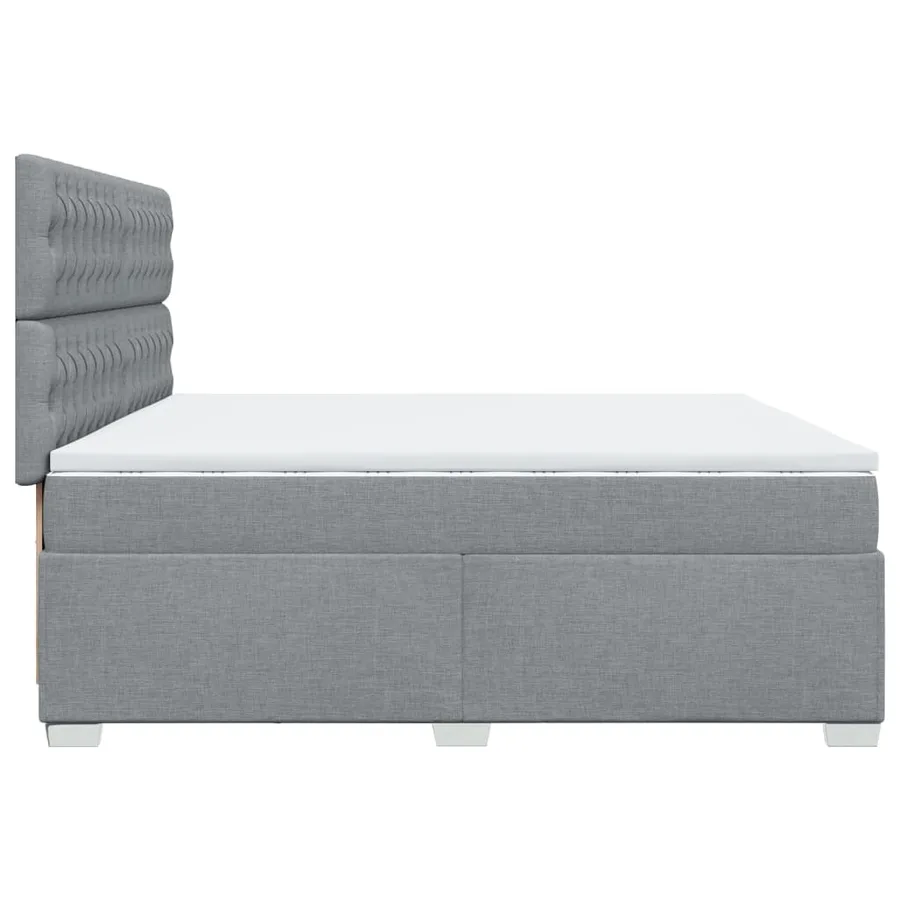 Sommier à lattes de lit avec matelas Gris clair 200x200cm Tissu - 9