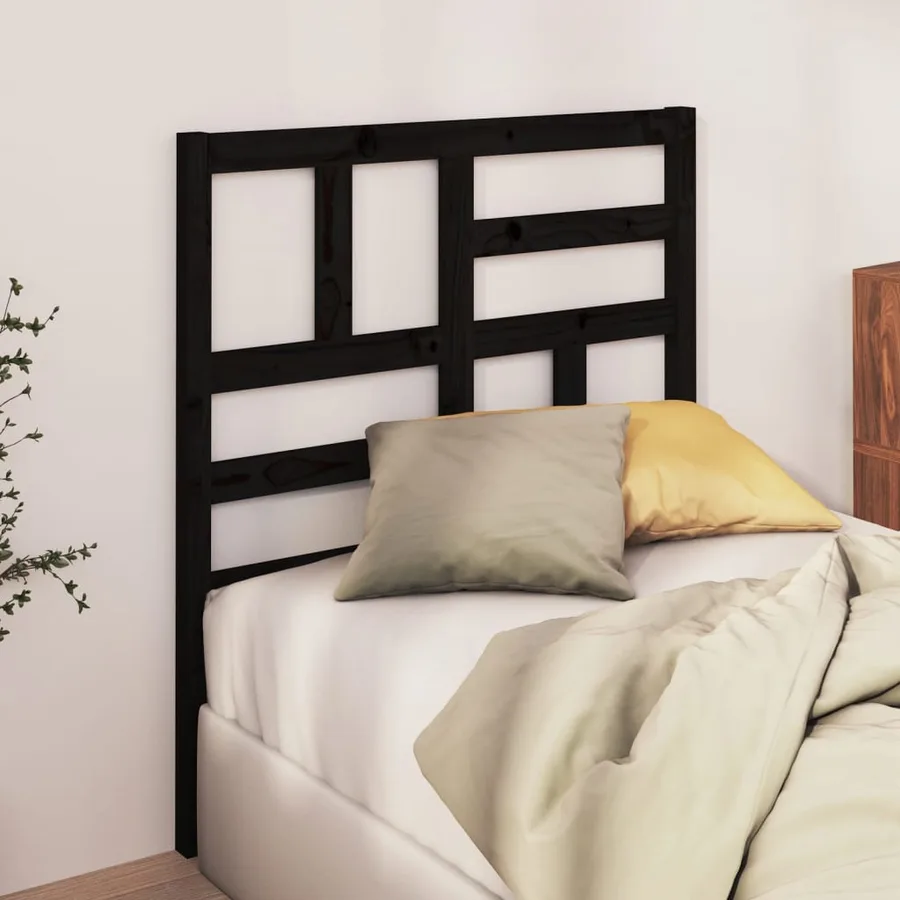 Tête de lit Noir 96x4x104 cm Bois massif de pin - 3