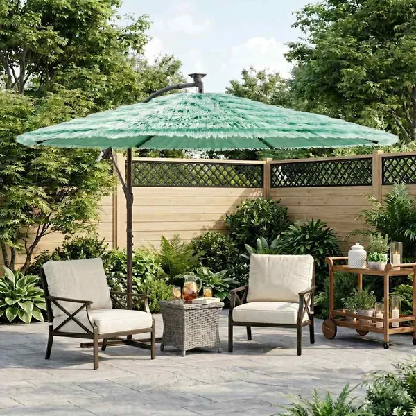Parasol de jardin avec mât en acier vert 269x269x235 cm