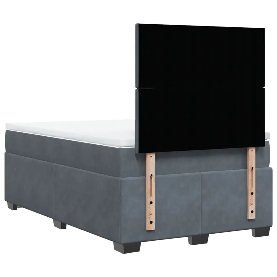 Sommier à lattes de lit et matelas gris foncé 120x190cm velours - 12