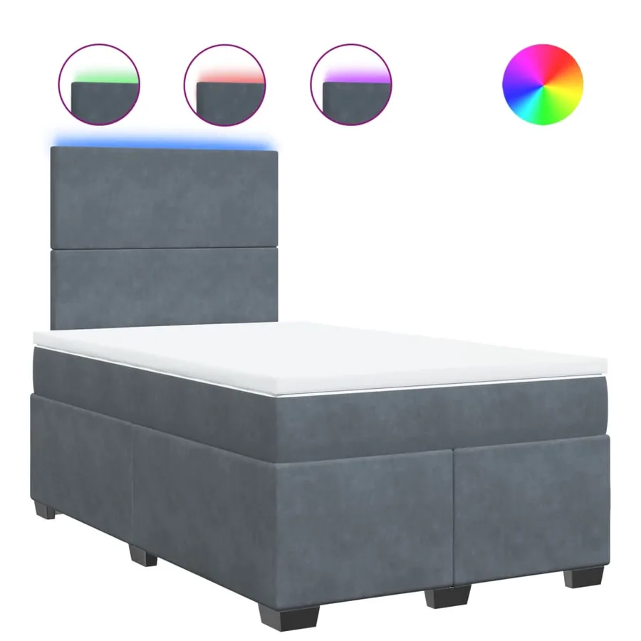 Sommier à lattes de lit et matelas gris foncé 120x190cm velours - 2