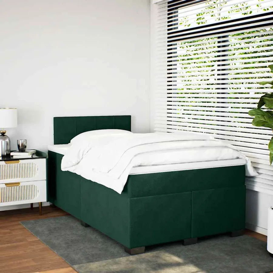 Sommier à lattes de lit avec matelas vert foncé 120x190 cm - 3