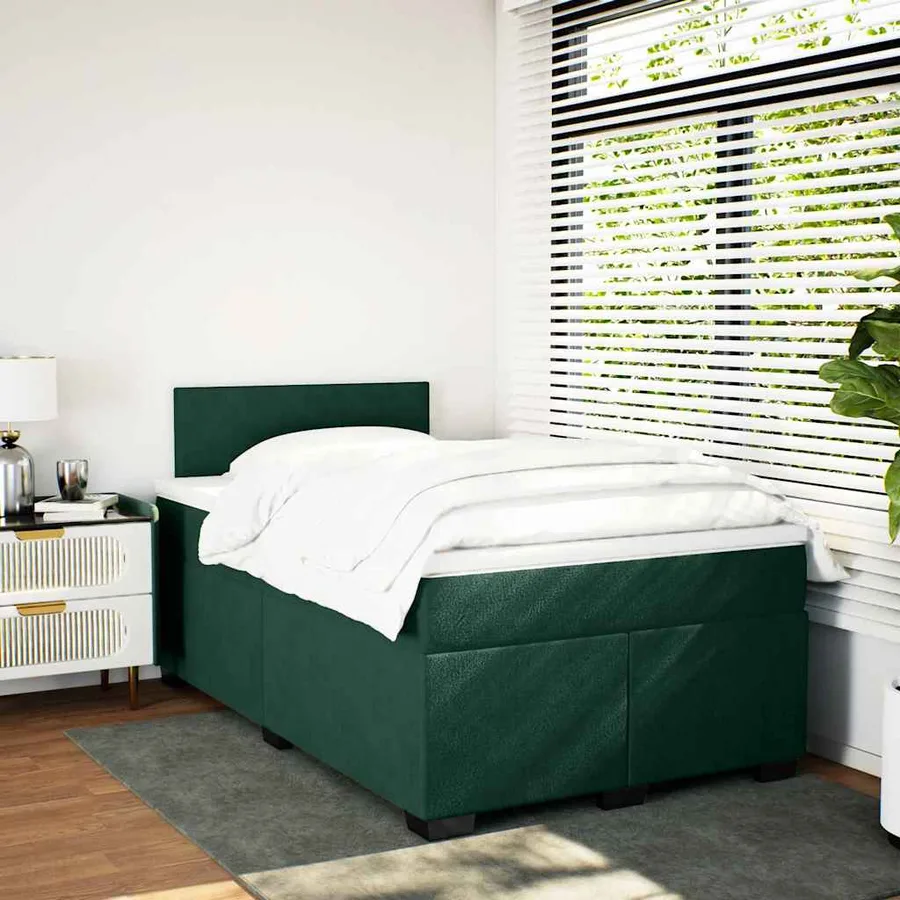 Sommier à lattes de lit avec matelas vert foncé 120x190 cm - 4