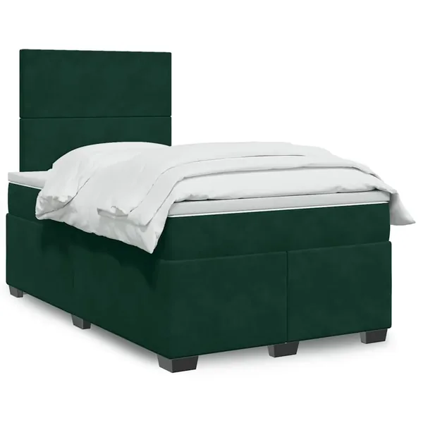 Sommier à lattes de lit avec matelas vert foncé 120x190 cm