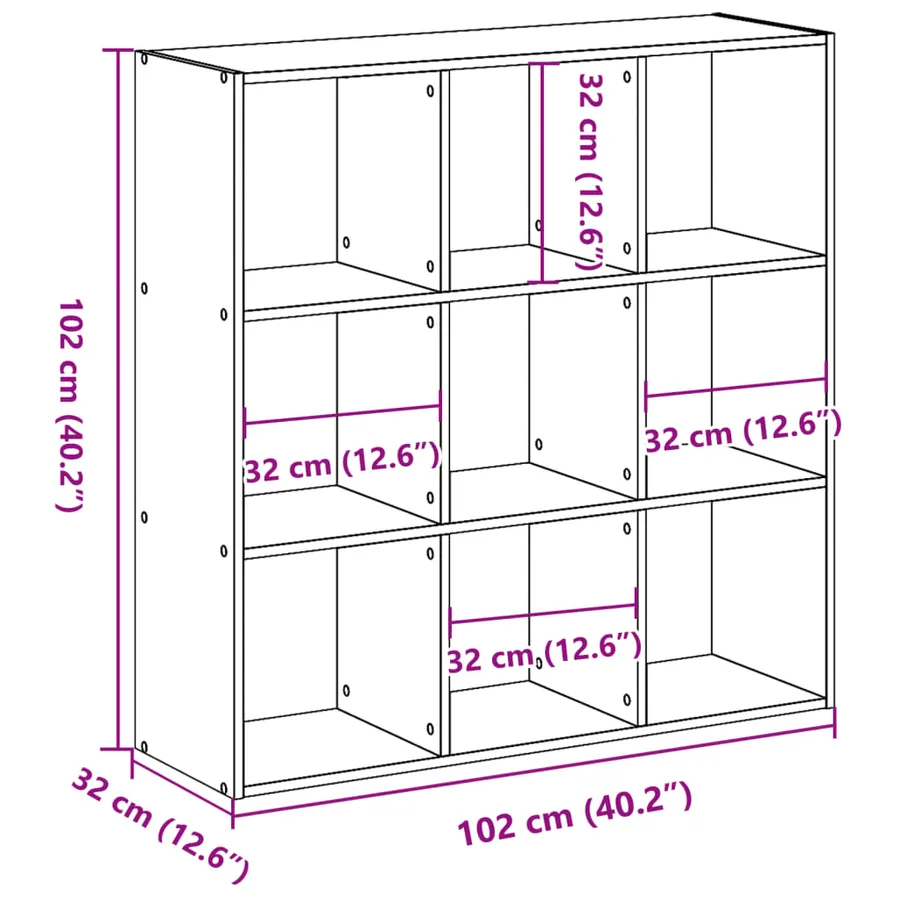Bibliothèque blanc 102x32x102 cm bois d'ingénierie - 9