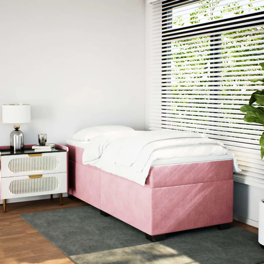 Sommier à lattes de lit avec matelas Rose 90x200 cm Velours - 3