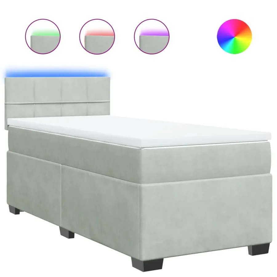 Sommier à lattes de lit et matelas Gris clair 100x200cm Velours - 2