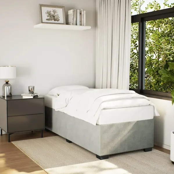 Cadre de lit sans matelas gris clair 100x200 cm velours