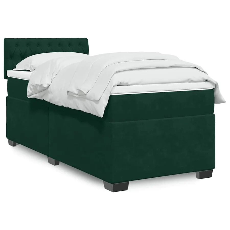 Sommier à lattes de lit avec matelas Vert foncé 100x200 cm