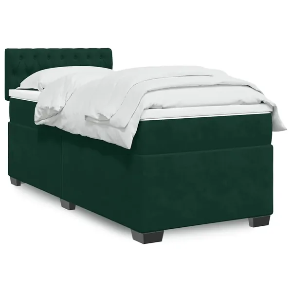 Sommier à lattes de lit avec matelas Vert foncé 100x200 cm