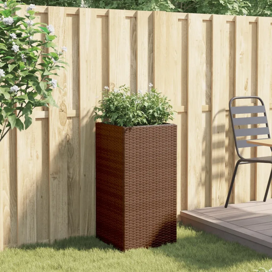 Jardinière marron 40x40x80 cm résine tressée - 3